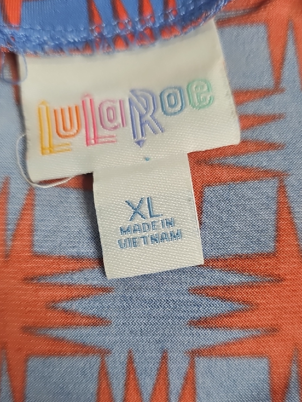 LuLaRoe Maxi Skirt in Coral and Periwinkle Geometric - Picture 3 of 3